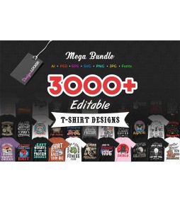 Pacchetto mega di oltre 3000 disegni di magliette modificabili